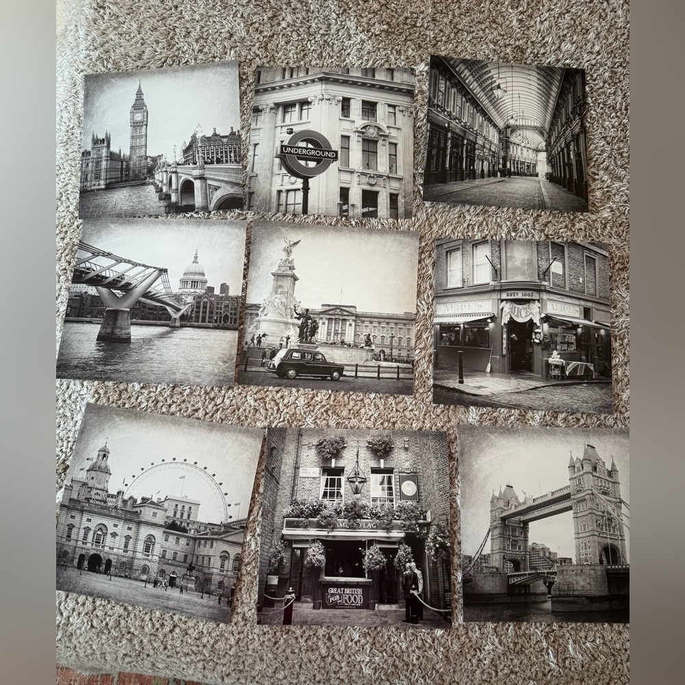 Set of 9 Black & White London Photo Prints
